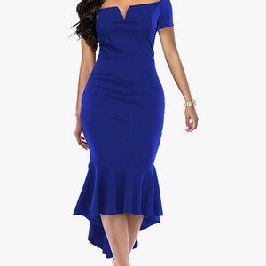Blue cocktail evening dress